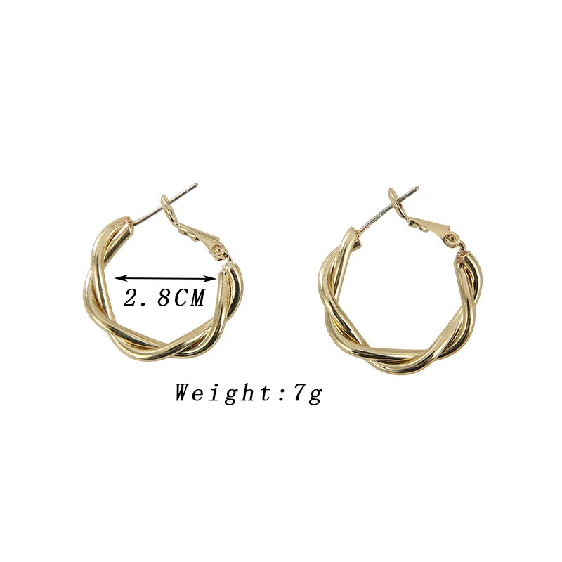 Twisted Weaving Metal Hoop Earrings - Vintage Geometric Statement