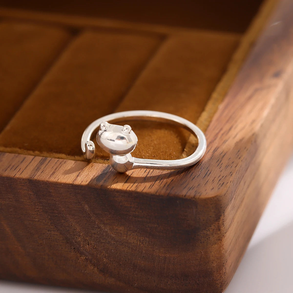 Cute Cat Sterling Silver Ring | Adjustable Animal Design | Women | USA Australia