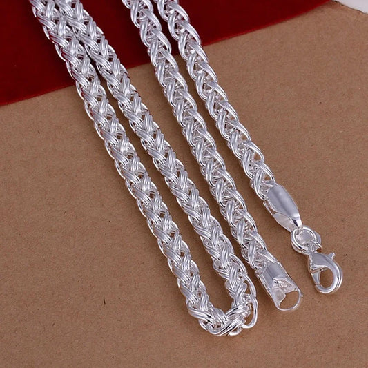 50cm 925 Sterling Silver 6MM Necklace Noble Luxury Gorgeous Charm Fashion Solid Men Women Chain Twisted 20inches Jewelry