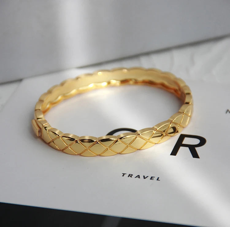 Full Zircon Cuff Bracelet | Gold Plated Copper Minimalist Bangle | USA Australia