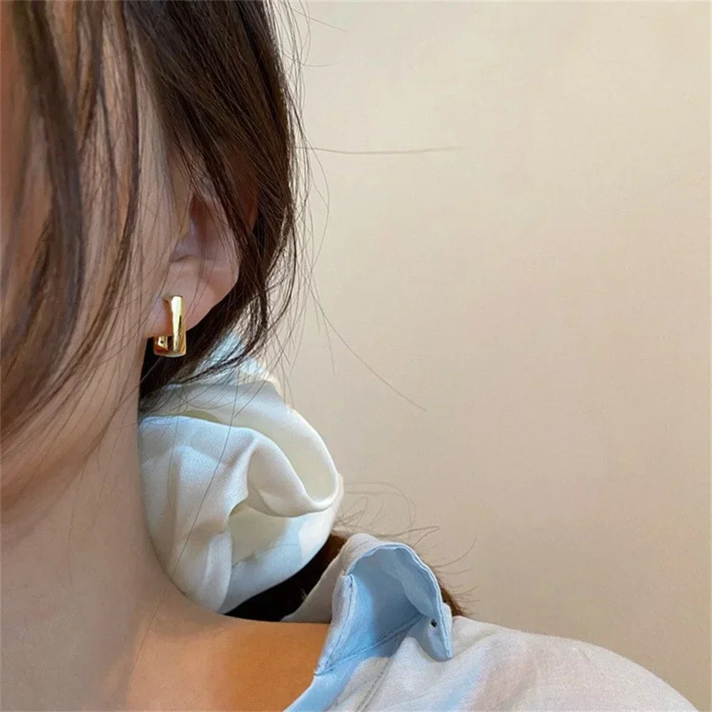 U-Shaped Geometric Earrings - Gold Irregular Trendy Jewelry