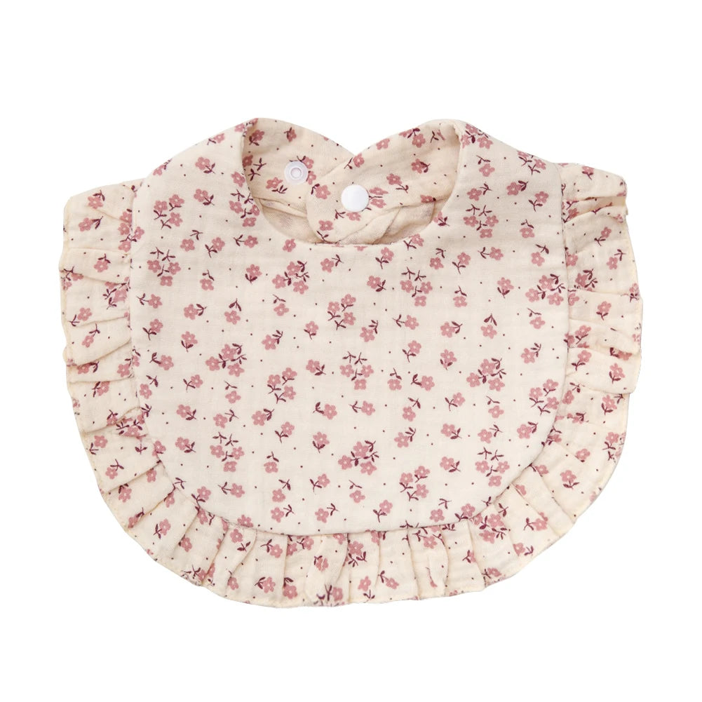 Flower Print Baby Bibs | Adjustable Muslin Cotton Burp Cloths | Girls | USA