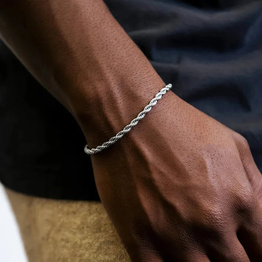 Unisex Rope Chain Bracelet | Stainless Steel Twisted Links | Women Men | USA