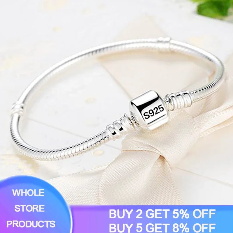 Handmade 925 Sterling Silver Necklace Bracelet Jewelry  Bridal Party Sets Women Charm Bracelet Necklace Fine Jewelry