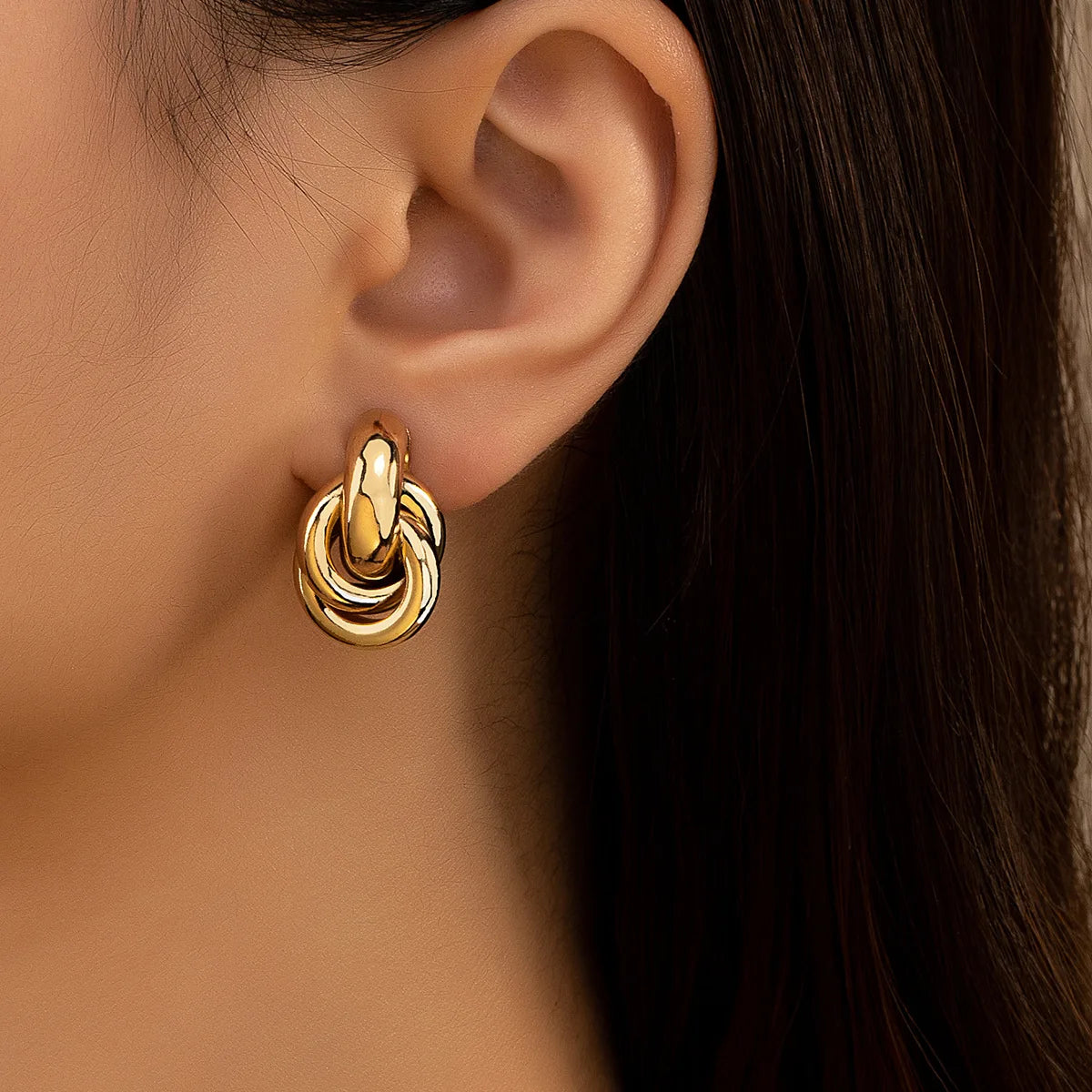 Half Flower Stud Earrings - Gold Minimalist Irregular Petal Design