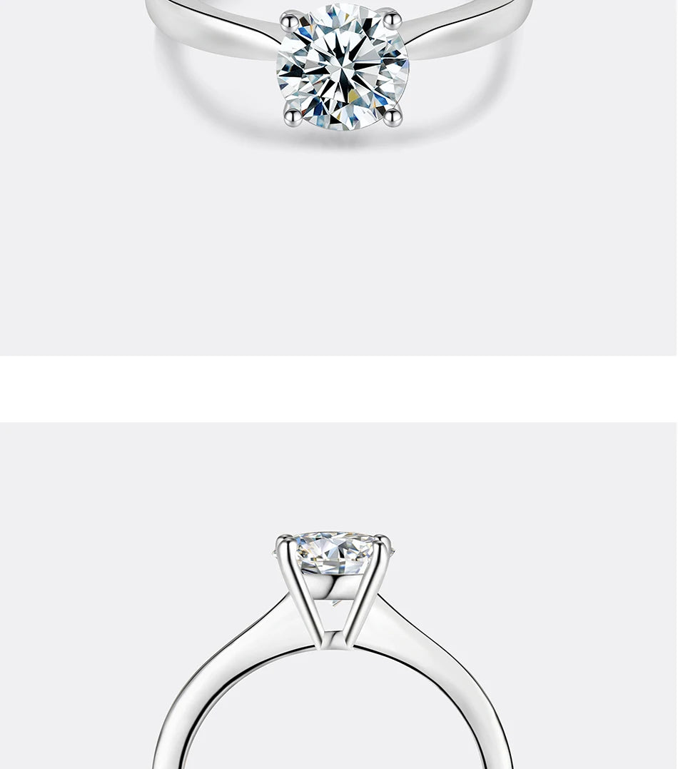 Moissanite Engagement Ring | 925 Sterling Silver | 0.5/1/2CT Options | USA