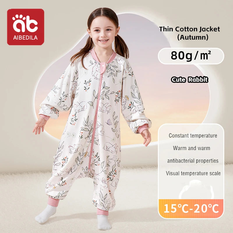AIBEDILA Kids Onesie Boys Girls Long Sleeve Bamboo Cotton Pajamas Children Winter Cartoon Pyjama Baby Sleepwear Sleeping Bag