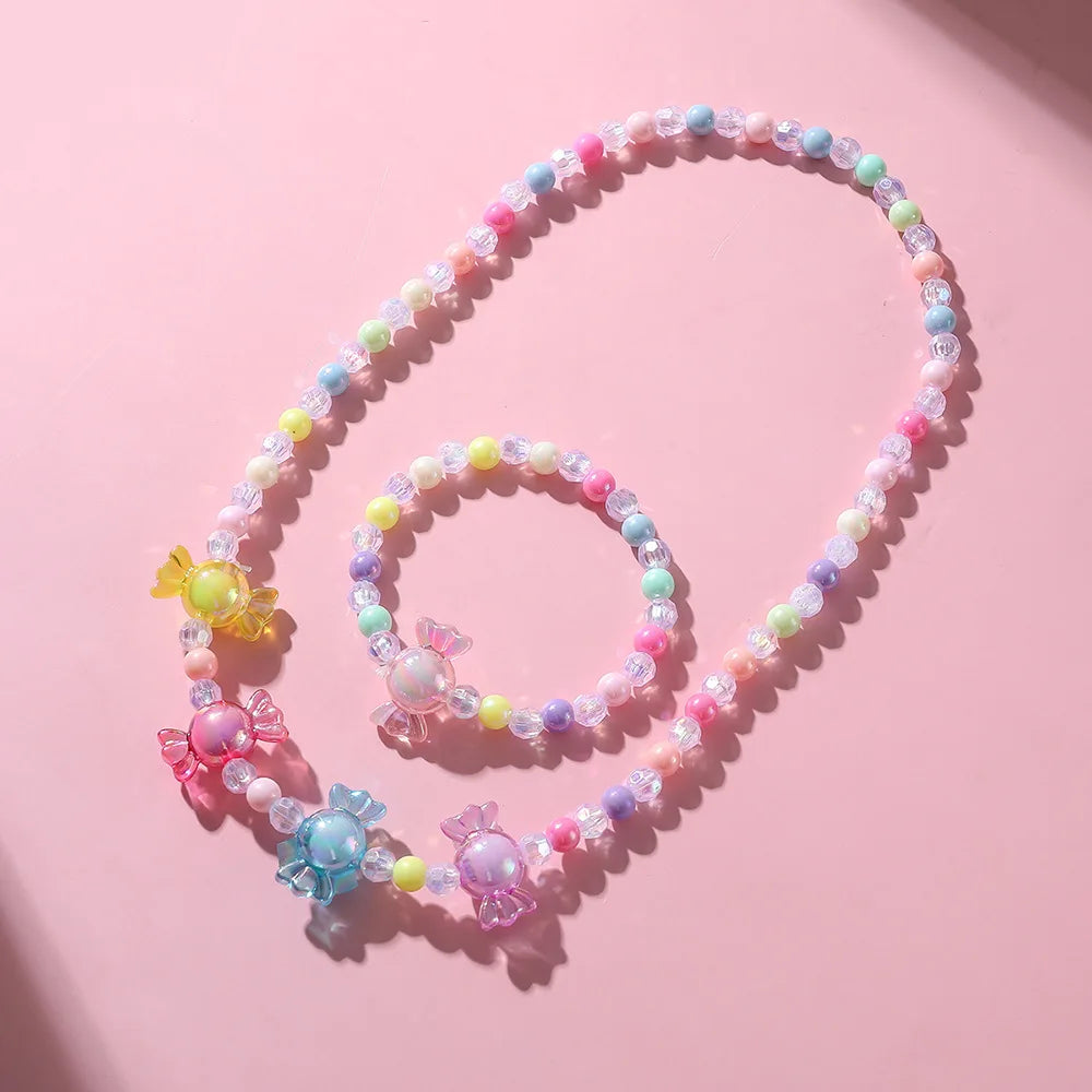 DIY Candy Bead Necklace Bracelet Set for Girls | Colorful Kids Jewelry | Ships USA & Australia
