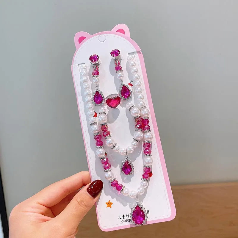 Princess Jewelry Set for Girls - Necklace Earrings Bracelet Ring | Ships to USA & Australia