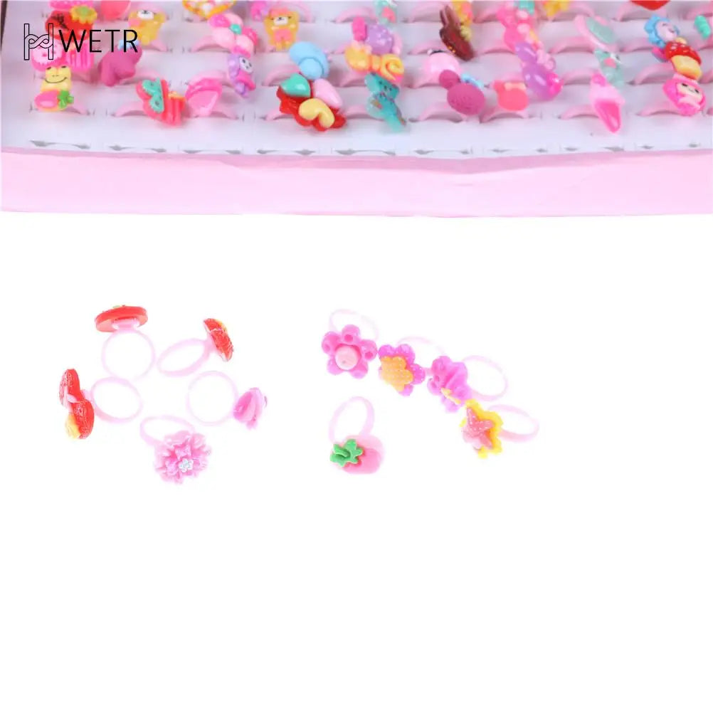 10 Pcs Kids Rings Set for Girls | Cute Colorful Resin Rings | Party Favors | Ships USA & Australia