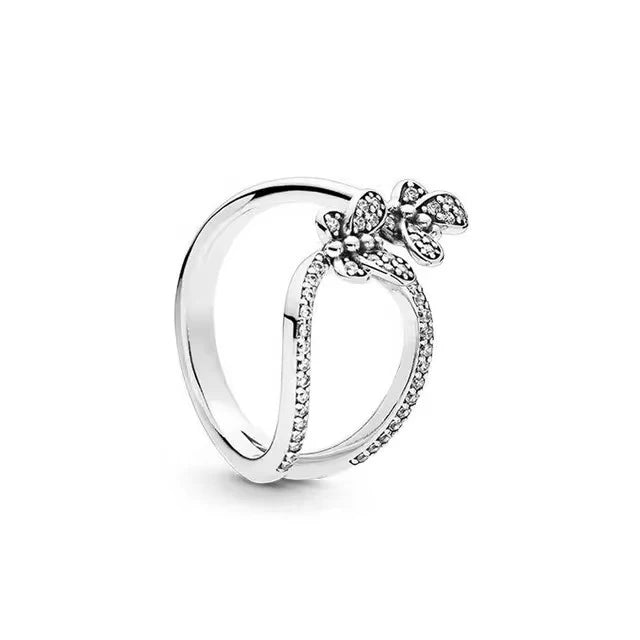 925 Silver Originales Miniso Disney Mickey Minnie butterfly Daisy Wedding Ring Set For Woman Luxury Jewelry Party Gift