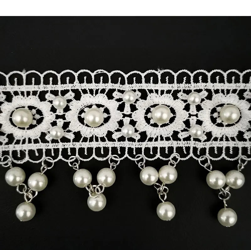White Pearl Lace Necklace & Earrings Set | Lolita Fashion Accessories