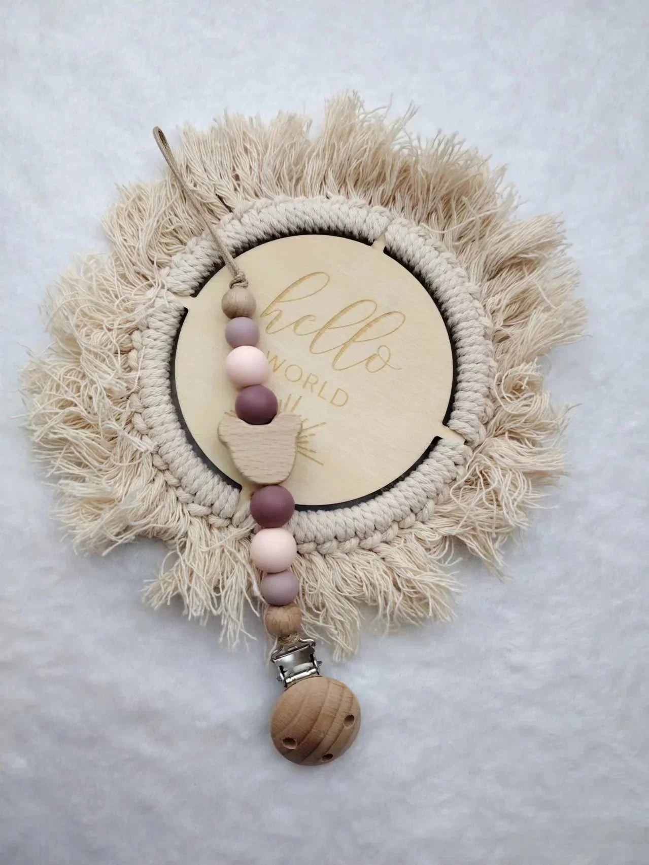 Custom Name Wooden Pacifier Chain | Silicone Bead Dummy Holder | USA Australia