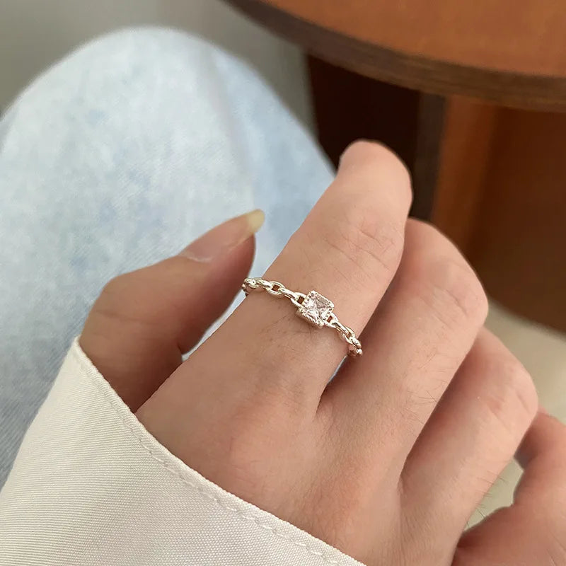 Sterling Silver Flower Bow Ring - Love Combination Adjustable Design