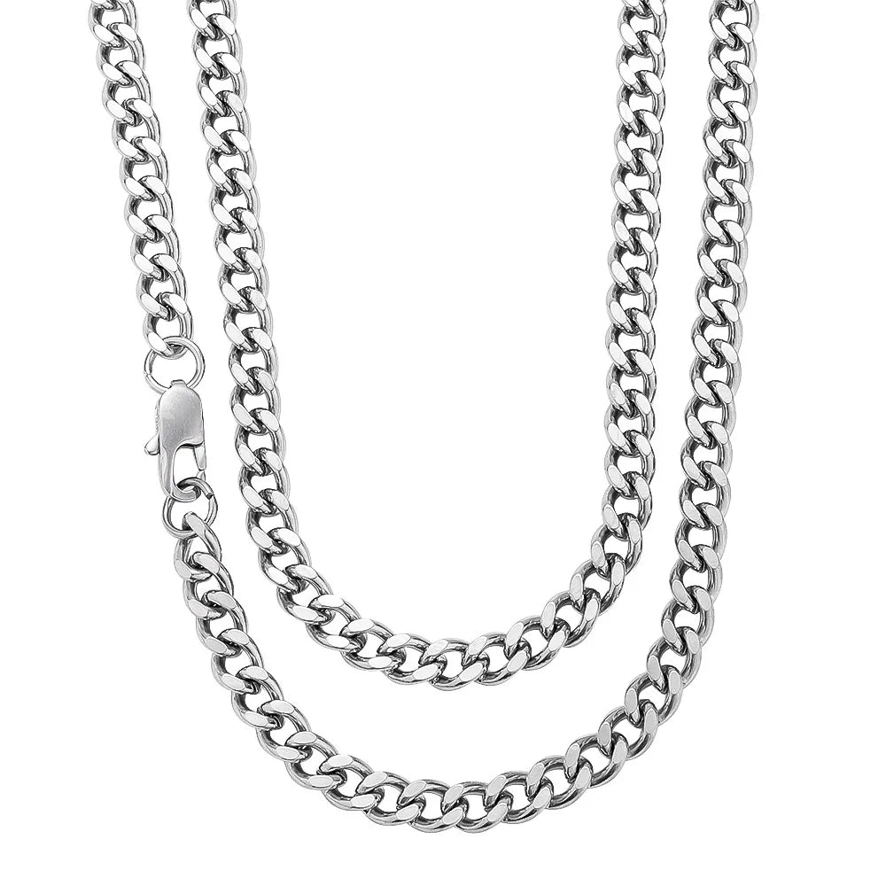 Punk Cuban Chain Necklace | Stainless Steel Curb Link Choker | Women Men | USA