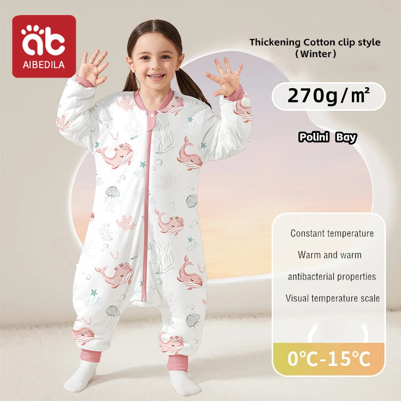AIBEDILA Kids Onesie Boys Girls Long Sleeve Bamboo Cotton Pajamas Children Winter Cartoon Pyjama Baby Sleepwear Sleeping Bag