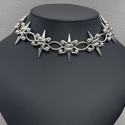 Handmade Punk Rock Spike Cross Choker | Double Layer Chain | Women Men |  Worldwide Shipping