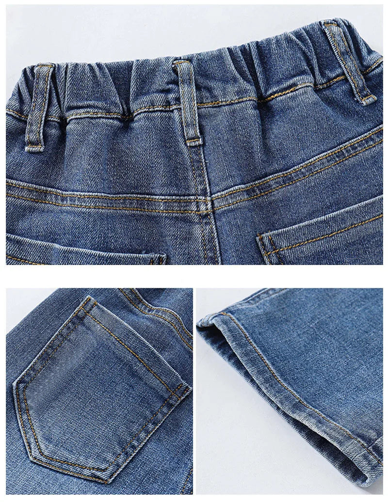 Spring Kids Jeans | Girls Solid Color Loose Wide Leg Pants | Ages 3-9 | USA