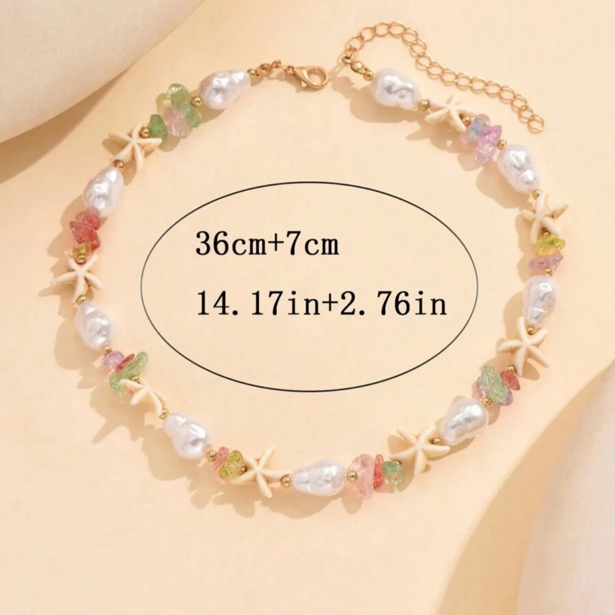 Bohemian Starfish Beach Necklace for Women | Pearl Beaded Choker | Summer | USA