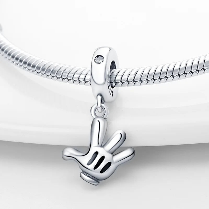 Cute Hand Pendant Charm Beads For Original 3mm 925 Silver Bracelet Necklace DIY Fine Jewellery Gifts Hot Sale