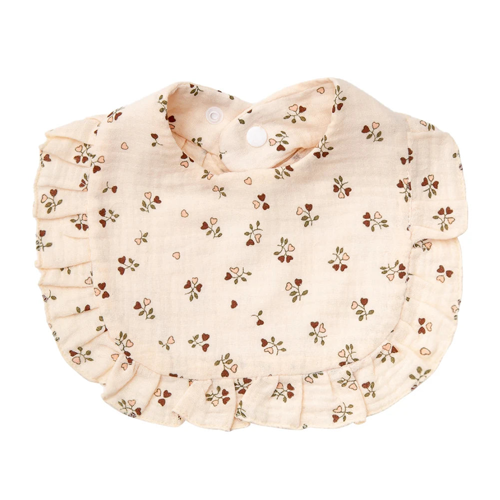 Flower Print Baby Bibs | Adjustable Muslin Cotton Burp Cloths | Girls | USA