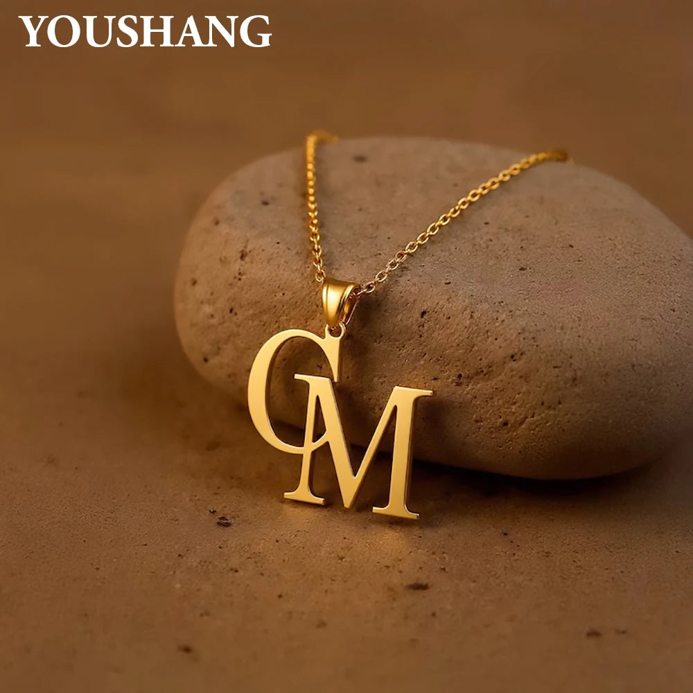 Personalized Couple's Initials Necklace | Stainless Steel Double Letter