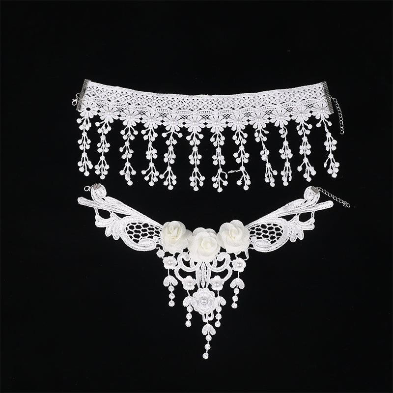 Vintage Gothic Tattoo Lace Choker | Black Crystal Pendant | Boho Jewelry | USA
