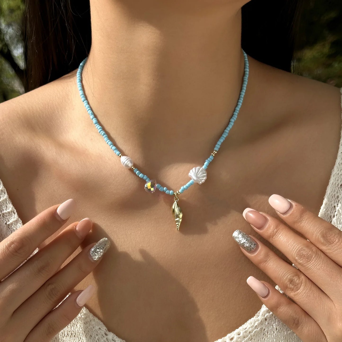 Bohemian Starfish Beach Necklace for Women | Pearl Beaded Choker | Summer | USA