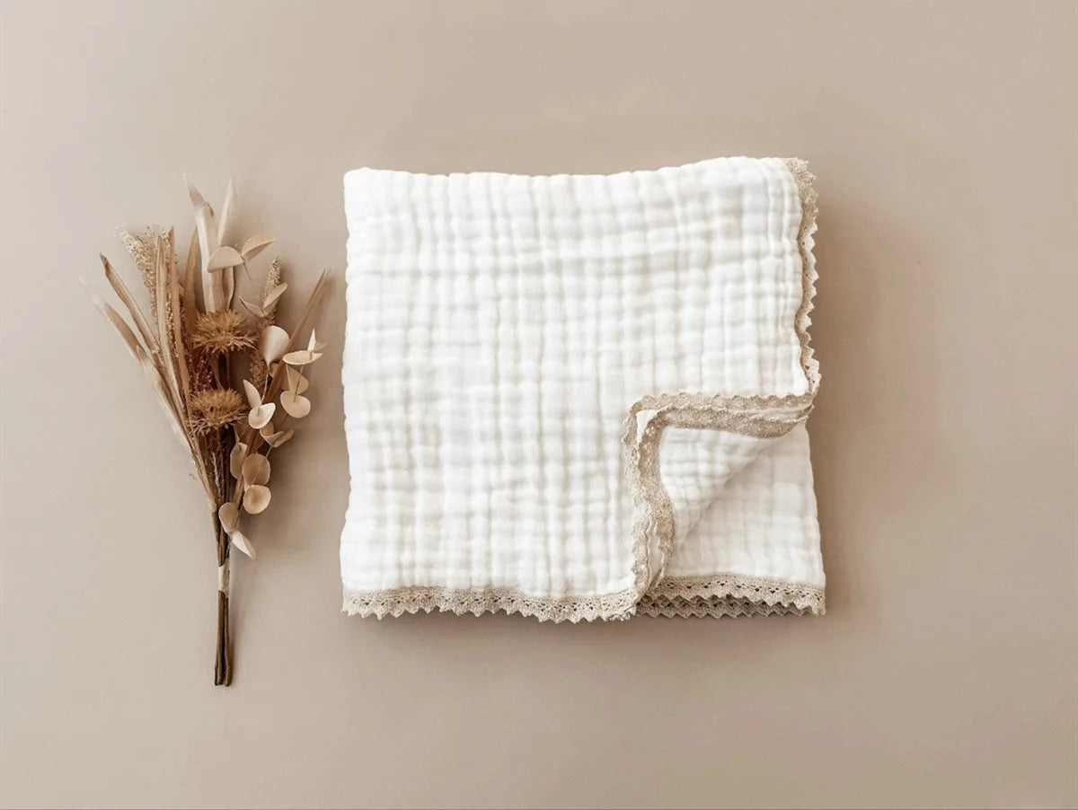 Organic Bamboo Cotton Baby Blanket - 6-Layer Muslin Swaddle