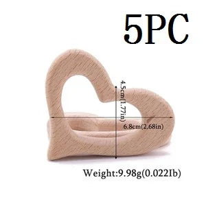 5-Pack Wooden Teether Set | BPA Free Animal Shapes | Hedgehog & Bird | USA