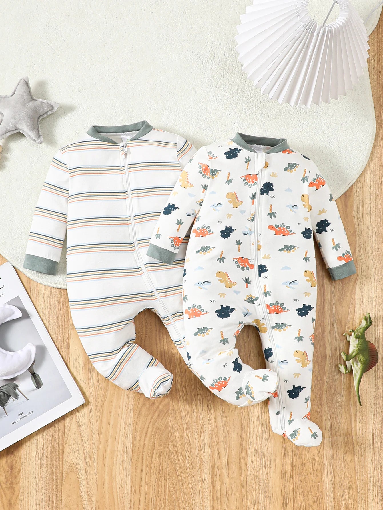 Bamboo Fiber Baby Romper 2-Pack - Long Sleeve Unisex Set