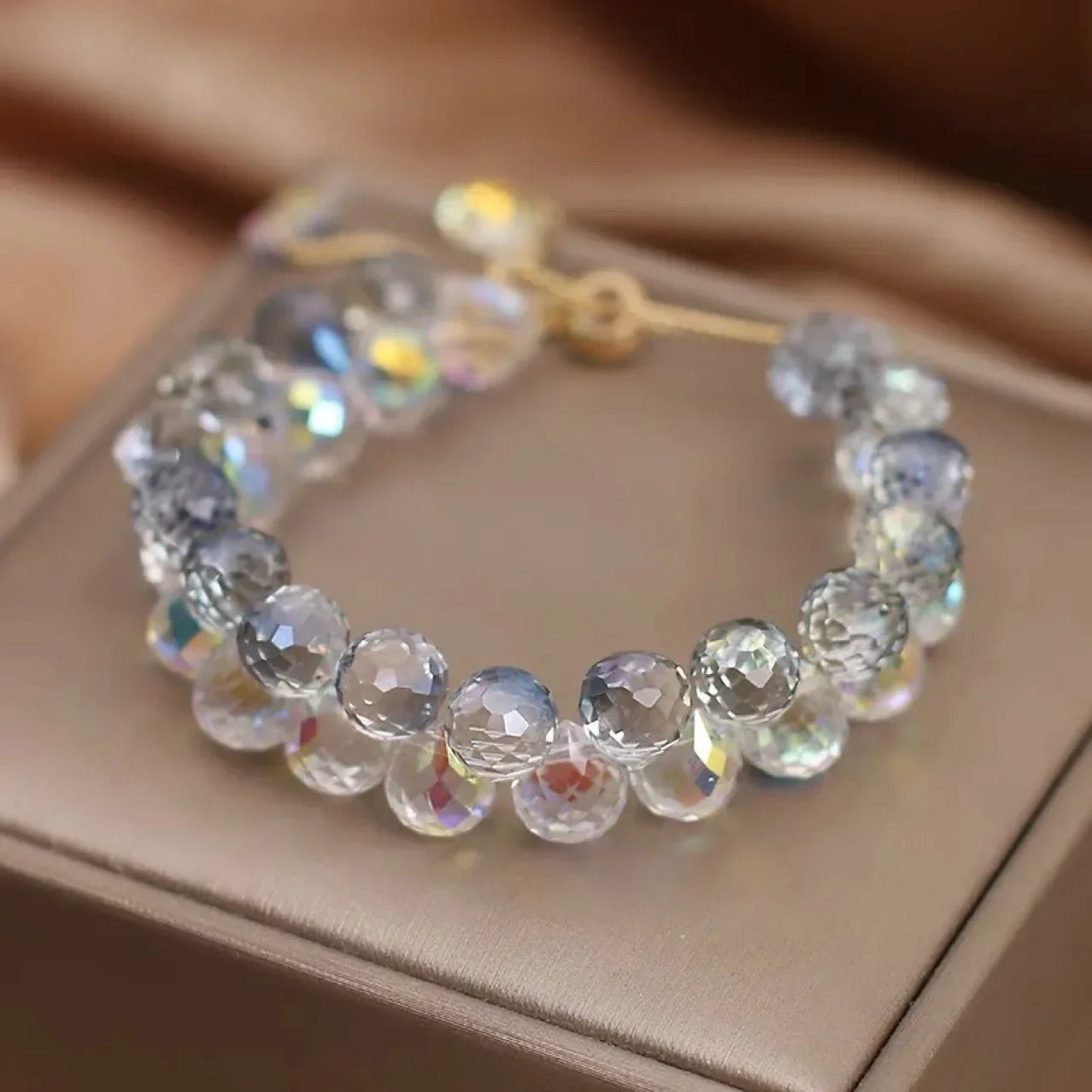 Transparent Crystal Bracelet for Kids | Shiny Stone Beads Elastic Bangle | USA