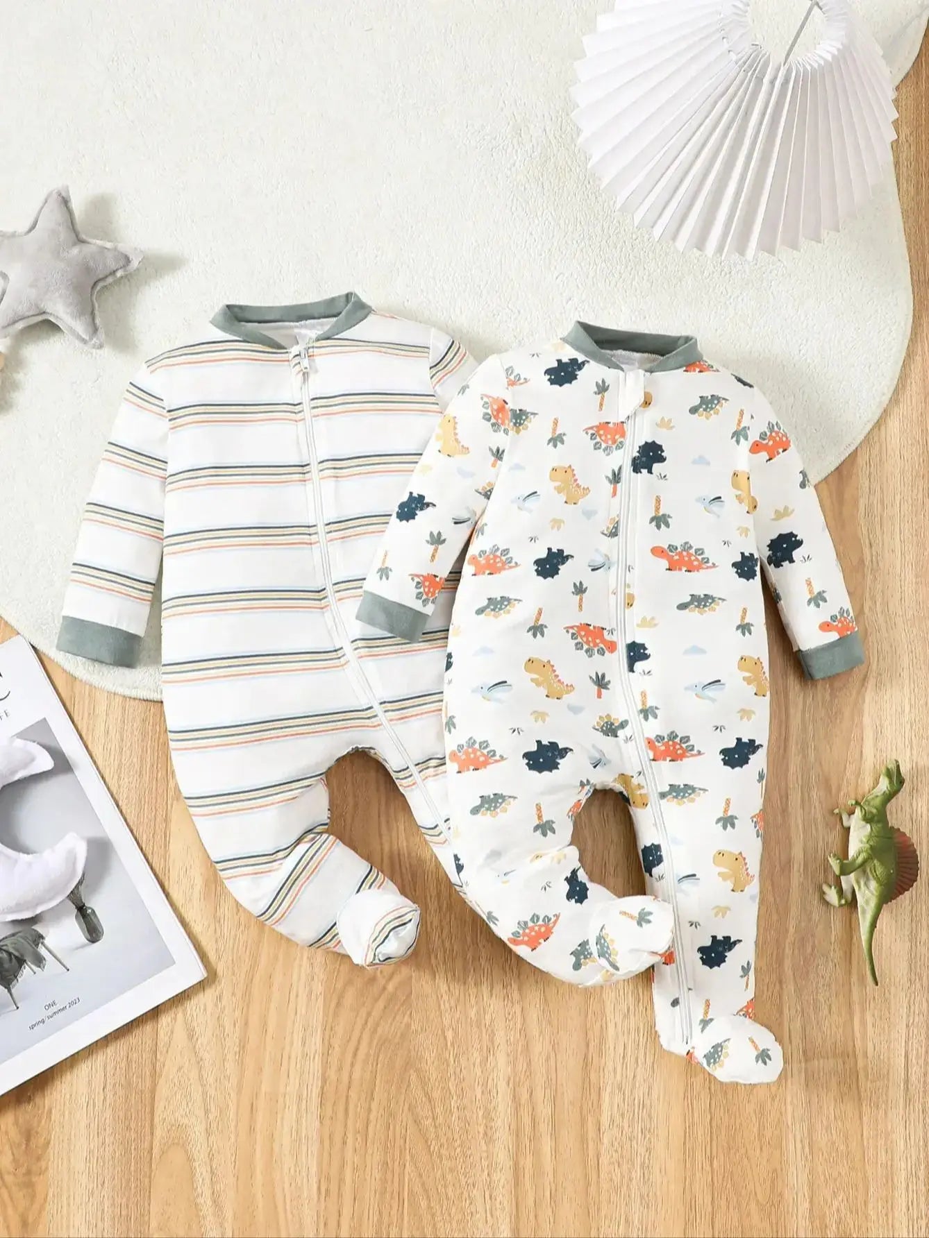 Bamboo Fiber Baby Romper 2-Pack - Long Sleeve Unisex Set