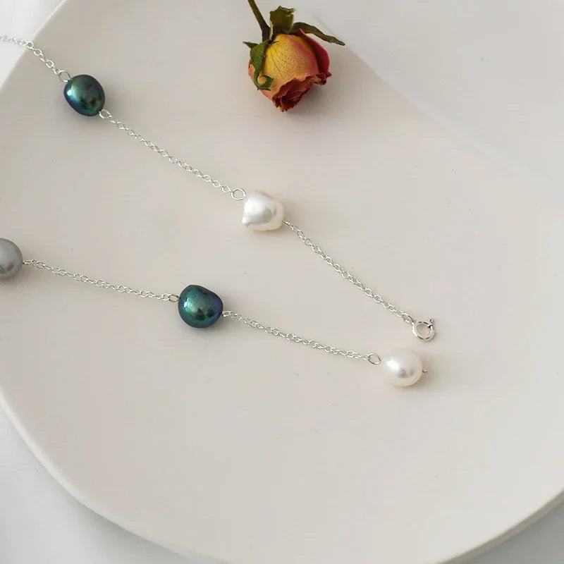 ASHIQI 925 Sterling Silver Baroque Pearl Necklace | Vintage Handmade | USA Australia