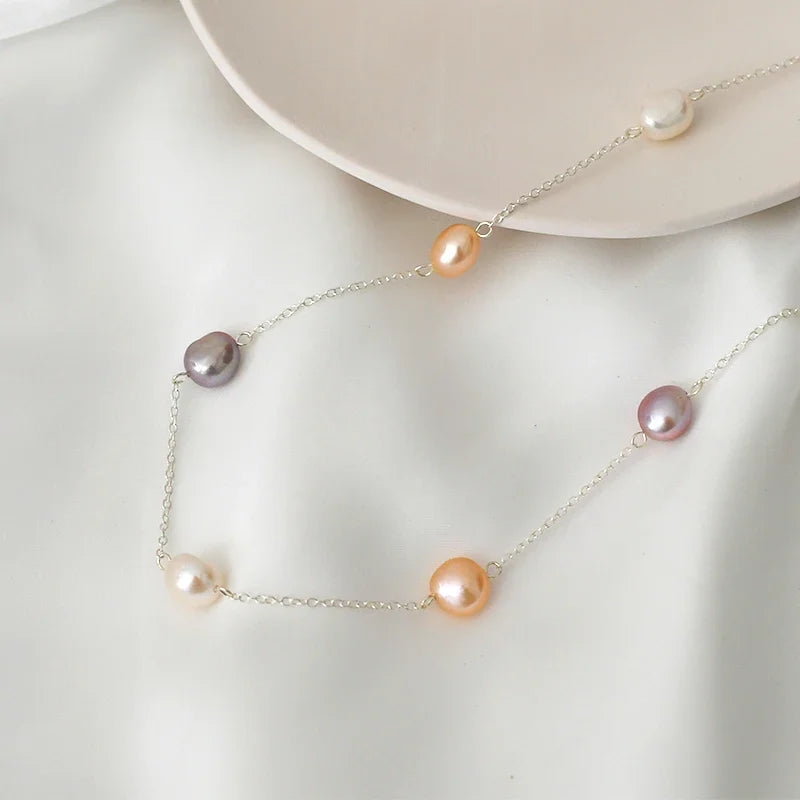 ASHIQI 925 Sterling Silver Baroque Pearl Necklace | Vintage Handmade | USA Australia