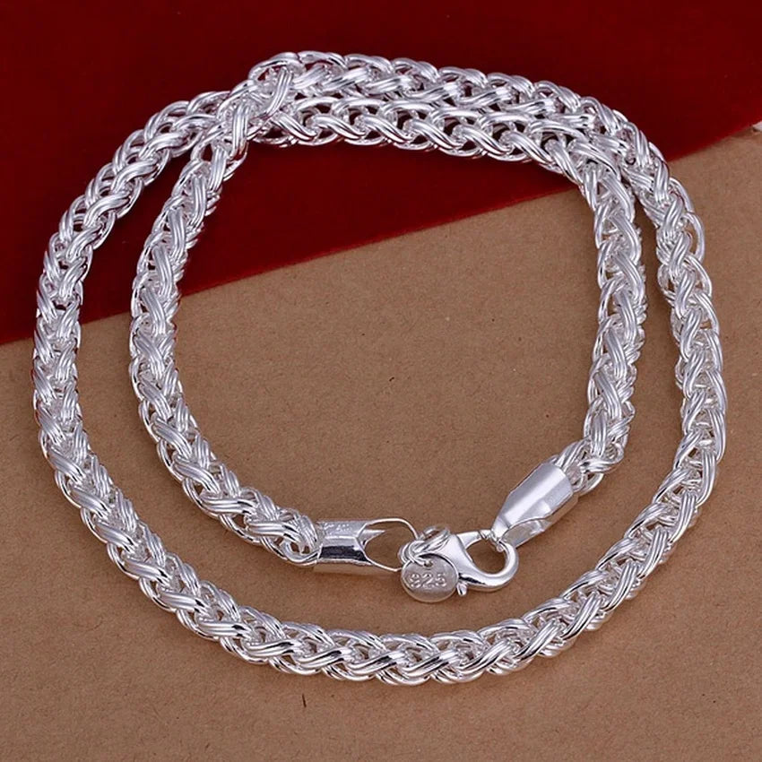 50cm 925 Sterling Silver 6MM Necklace Noble Luxury Gorgeous Charm Fashion Solid Men Women Chain Twisted 20inches Jewelry