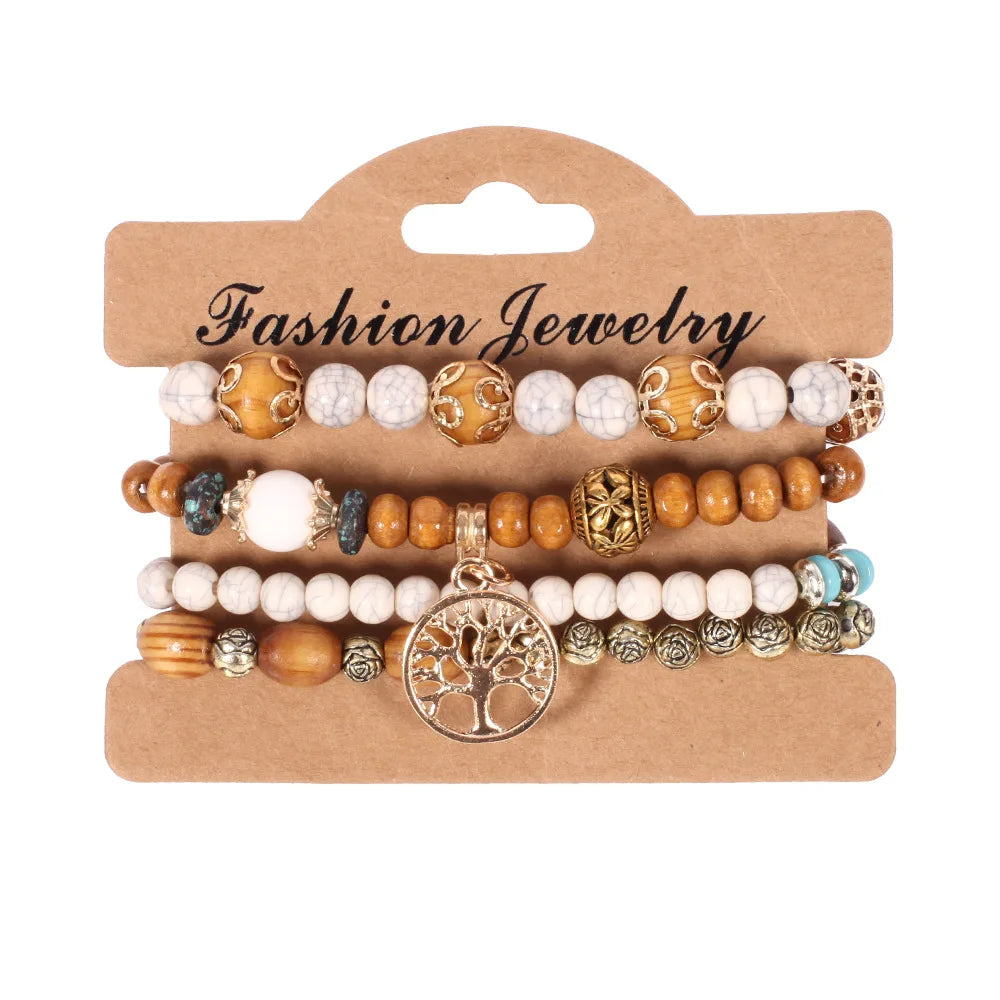 Bohemian Beaded Bracelet Set | Colorful Handmade Layered Bangles | USA Australia