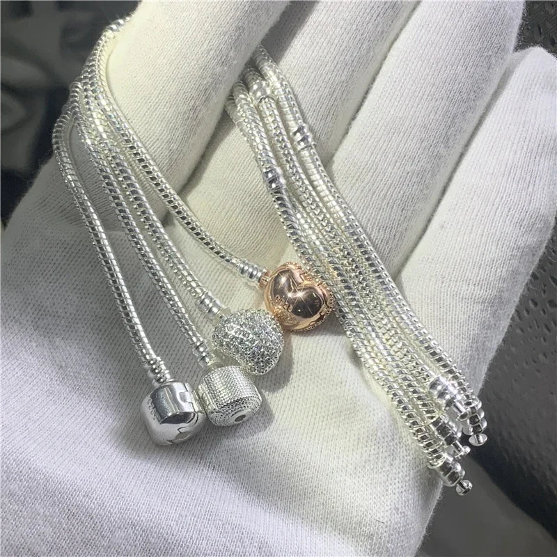 Handmade 925 Sterling Silver Necklace Bracelet Jewelry  Bridal Party Sets Women Charm Bracelet Necklace Fine Jewelry