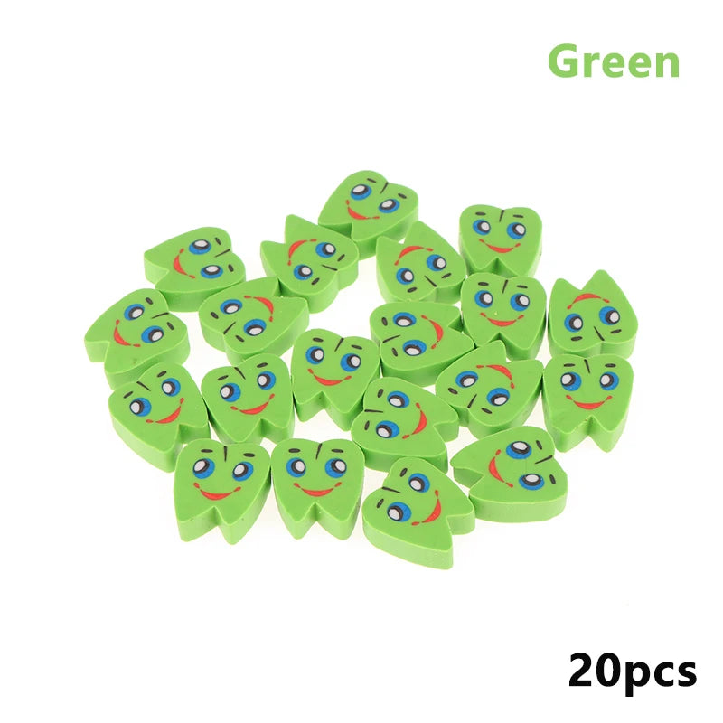 20 Pcs/Bag Molar Shaped Tooth Rubber Erasers Dentist Dental Clinic School Gift Student Rubber