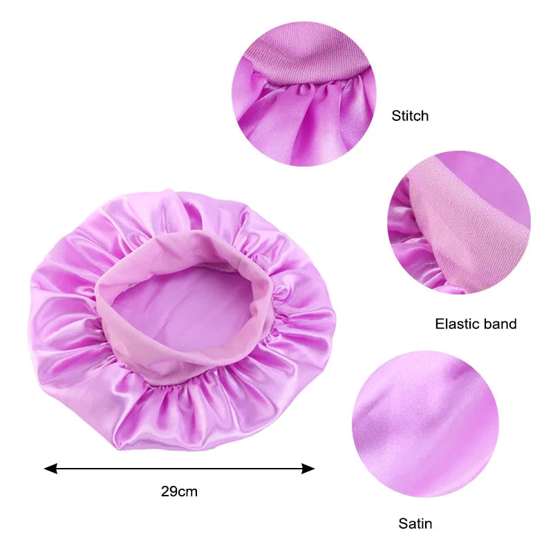 Kids Satin Night Sleep Cap | Wide Band Elastic Turban | Boys Girls | USA
