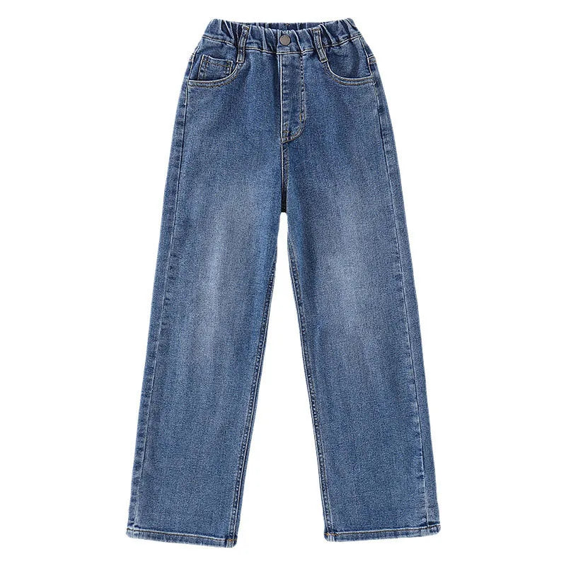 Spring Kids Jeans | Girls Solid Color Loose Wide Leg Pants | Ages 3-9 | USA