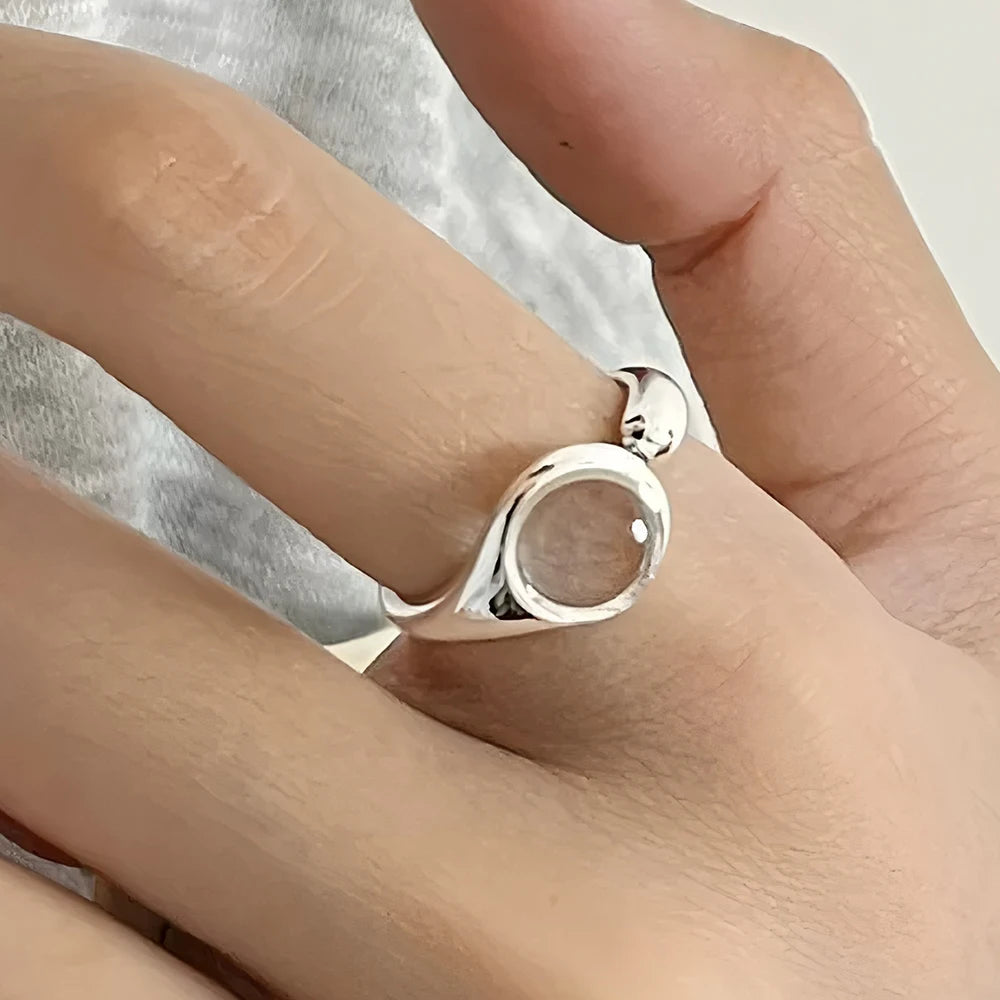 Sterling Silver Flower Lace Ring | CZ Adjustable Korean Fashion | Women | USA