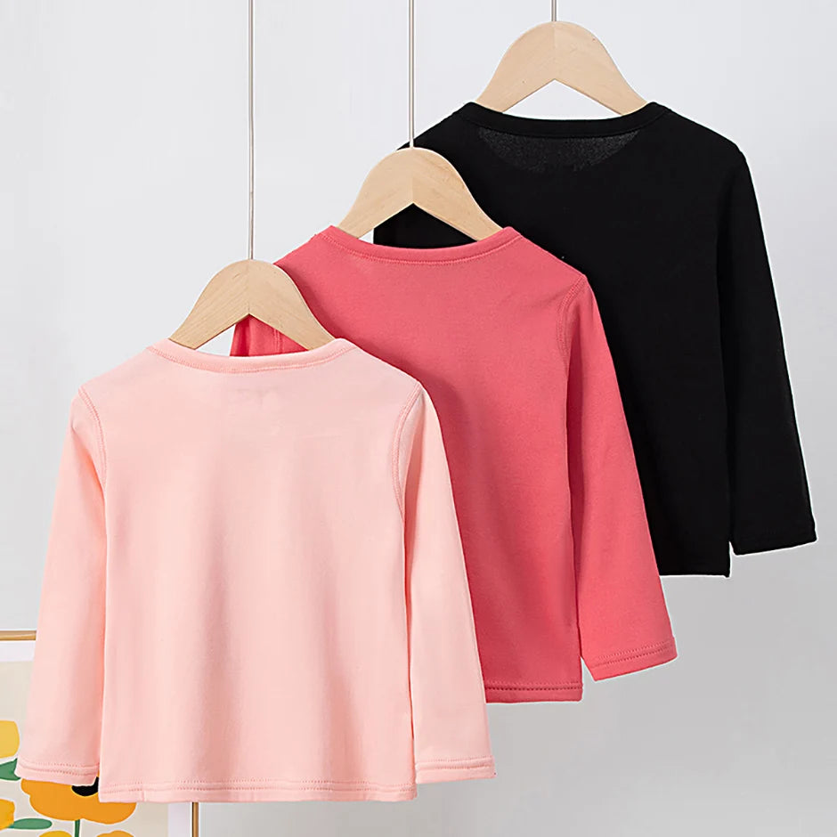 1/3/5 Pack Children's Solid Color Long Sleeve T-shirt | Boys Girls | USA