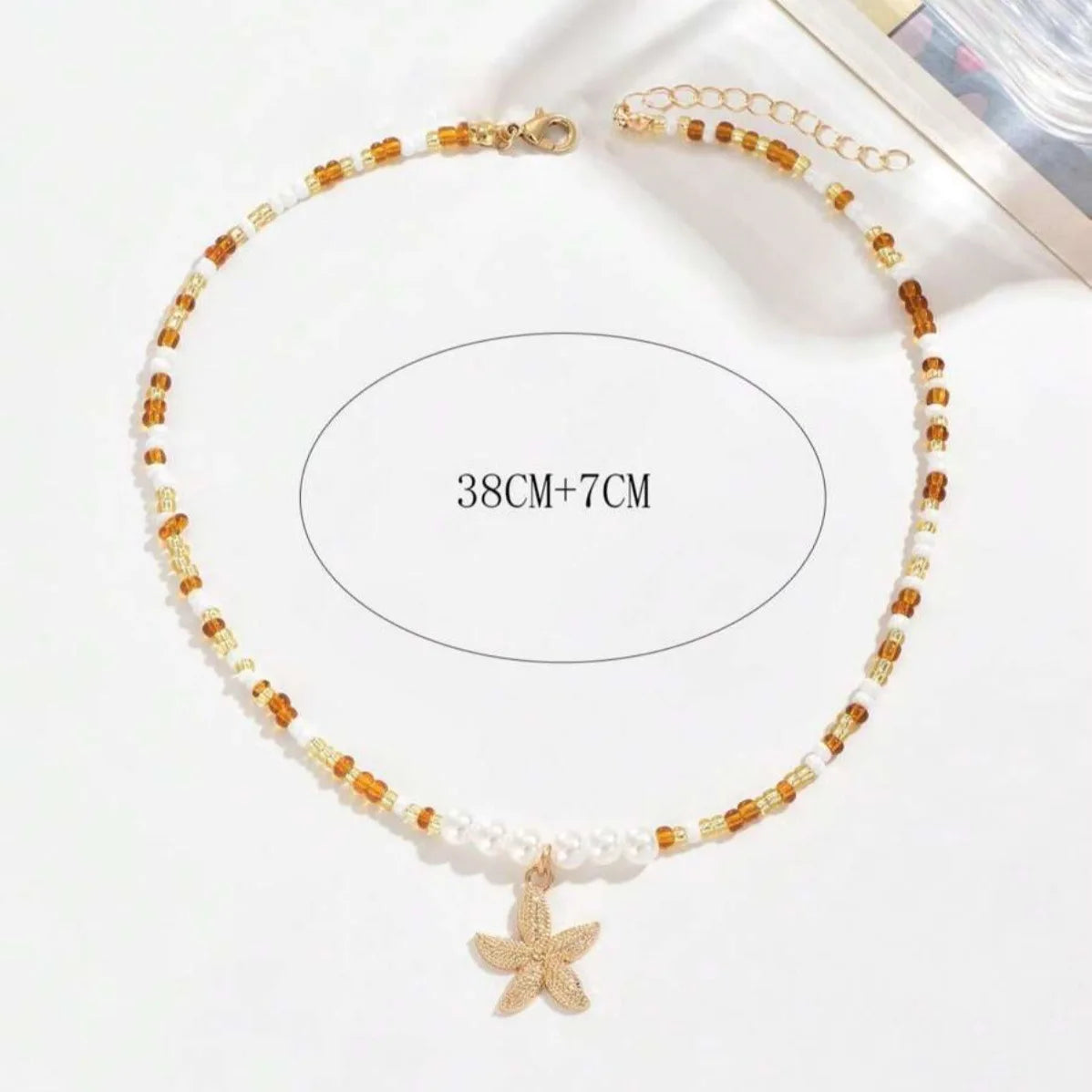 Bohemian Starfish Beach Necklace for Women | Pearl Beaded Choker | Summer | USA