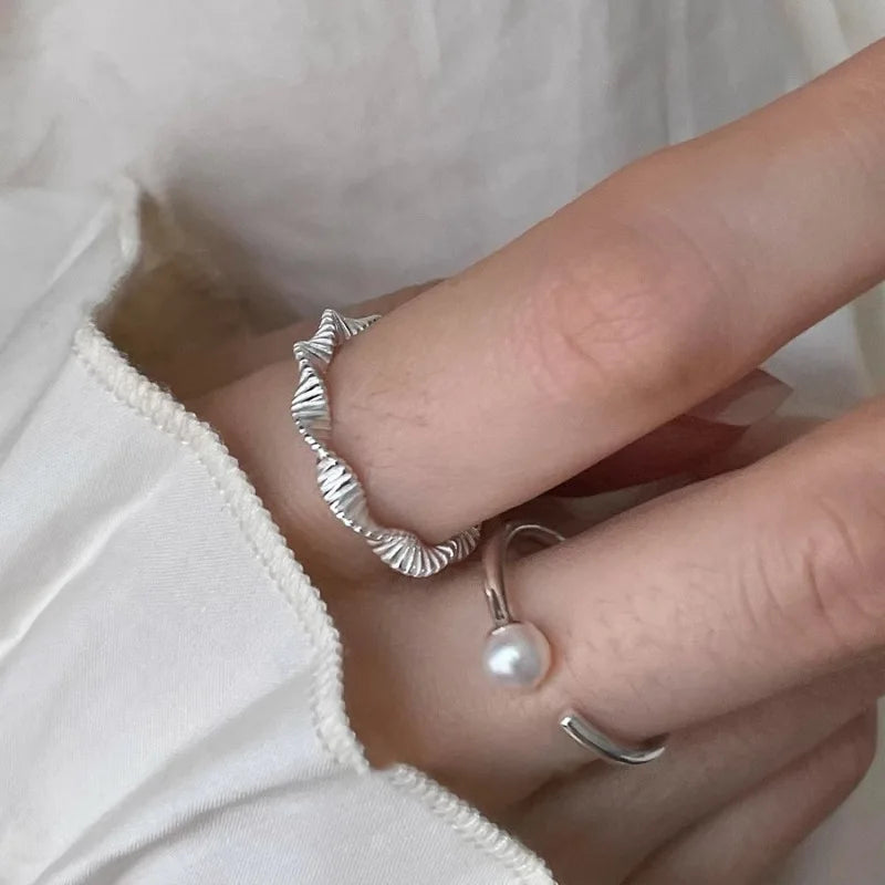 Sterling Silver Flower Bow Ring - Love Combination Adjustable Design