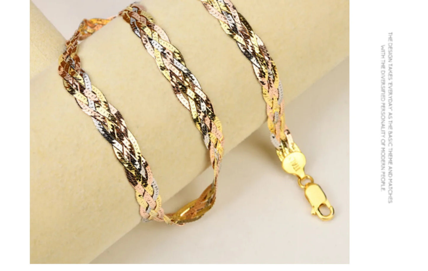 S925 Silver Necklace for Women Italian Craftsmanship Tri Color Silver Six Thread Woven Pure Collarbone Chain Fashion Jewelry