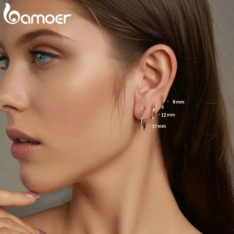 Minimalist Huggie Hoop Earrings - 18K Gold Plated Sterling Silver
