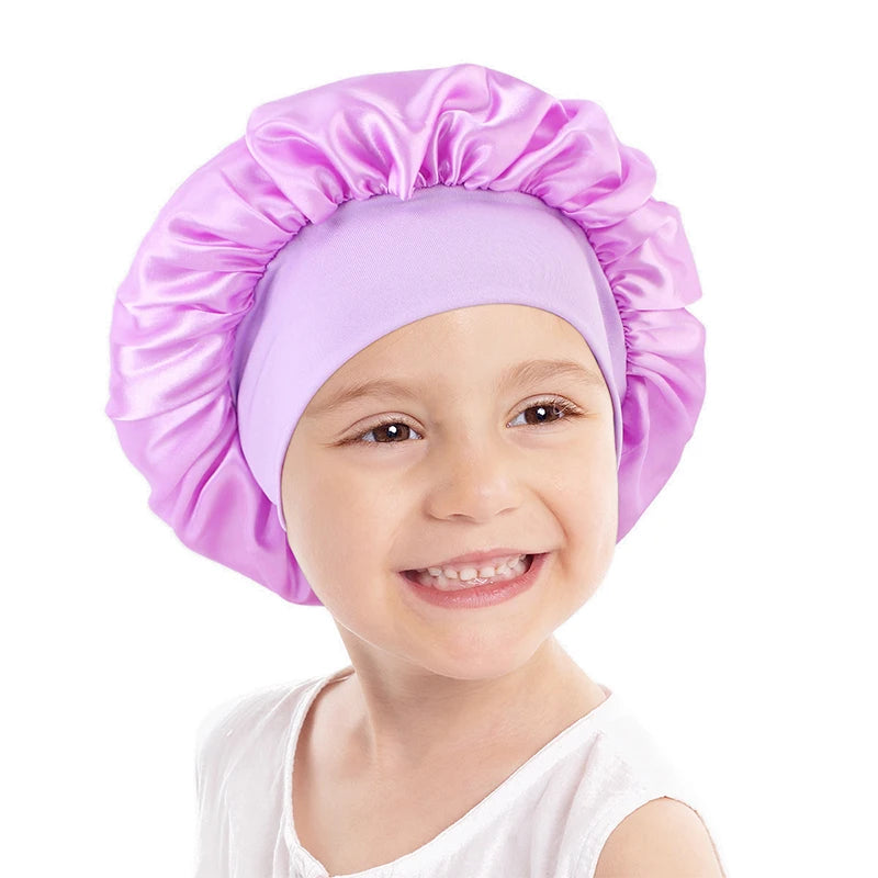 Kids Satin Night Sleep Cap | Wide Band Elastic Turban | Boys Girls | USA