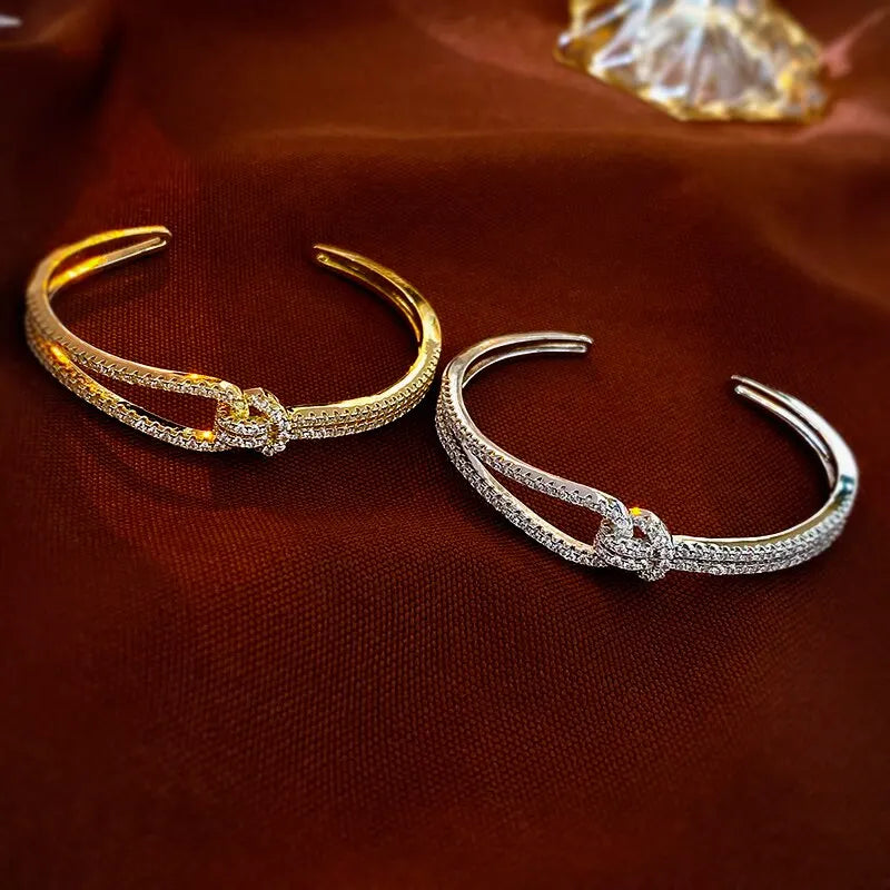 Full Zircon Cuff Bracelet | Gold Plated Copper Minimalist Bangle | USA Australia