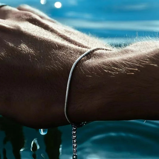 Square Snake Bone Chain Bracelet | Stainless Steel Hip Hop Style | USA Australia